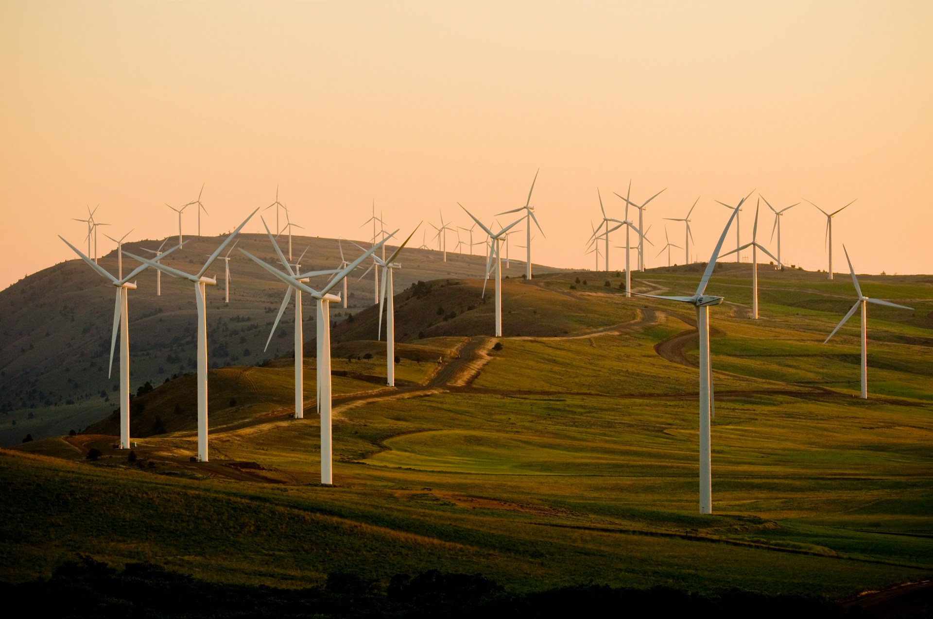 Rural wind turbine farm